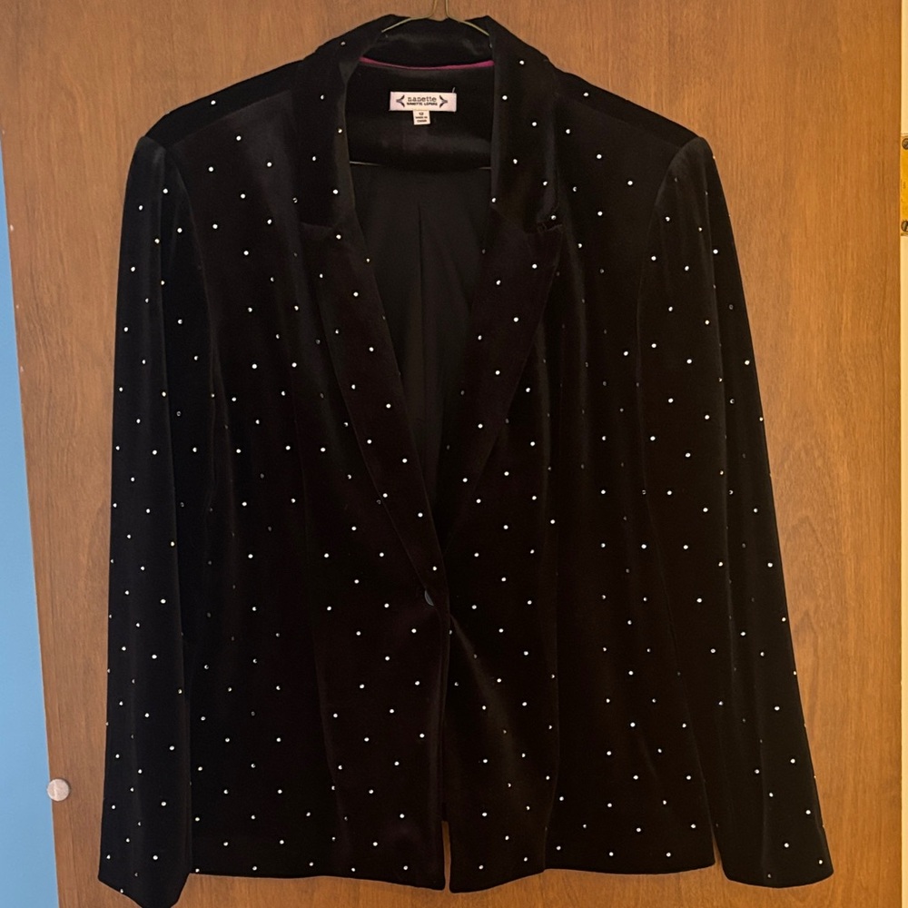 Nanette Lepore Black Velvet Blazer with Studded Details